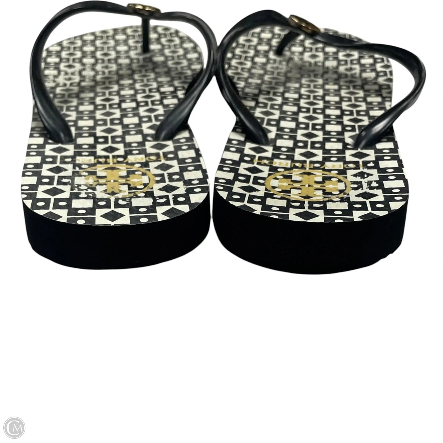 Sandals Designer By Tory Burch In Black & White, Size: 9