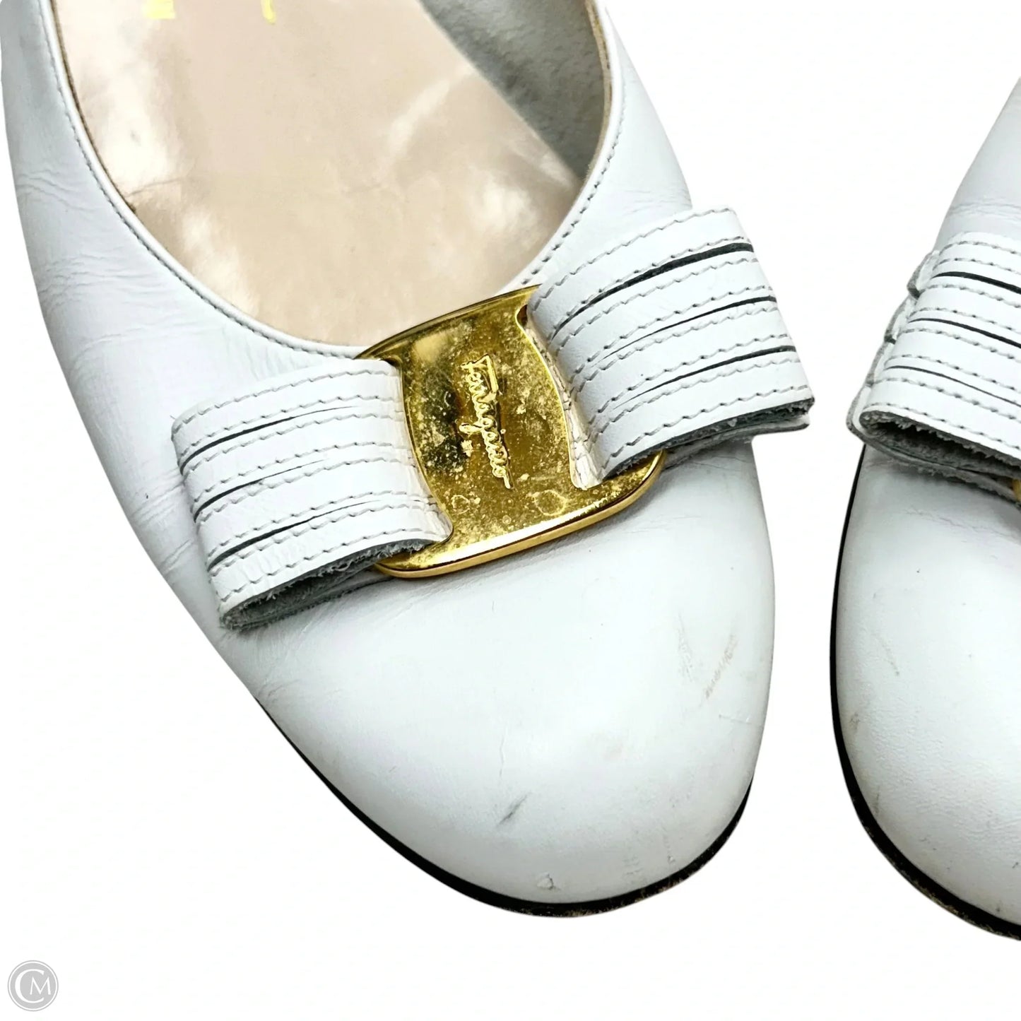 Shoes Luxury Designer By Ferragamo In White, Size: 7