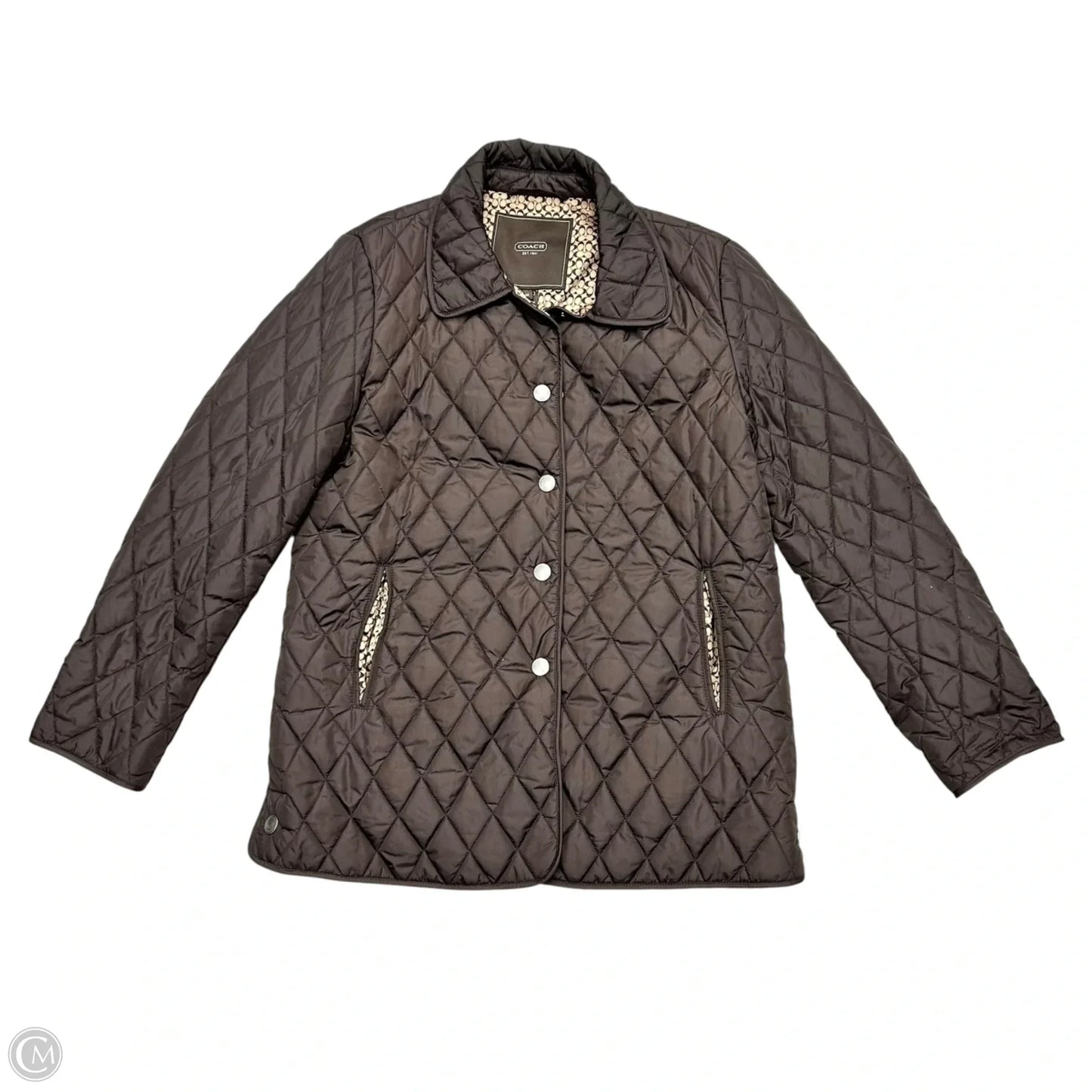 Jacket Designer By Coach In Brown, Size: M