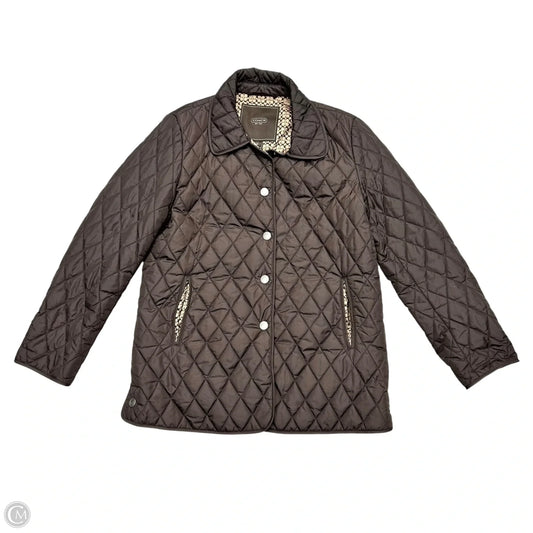 Jacket Designer By Coach In Brown, Size: M