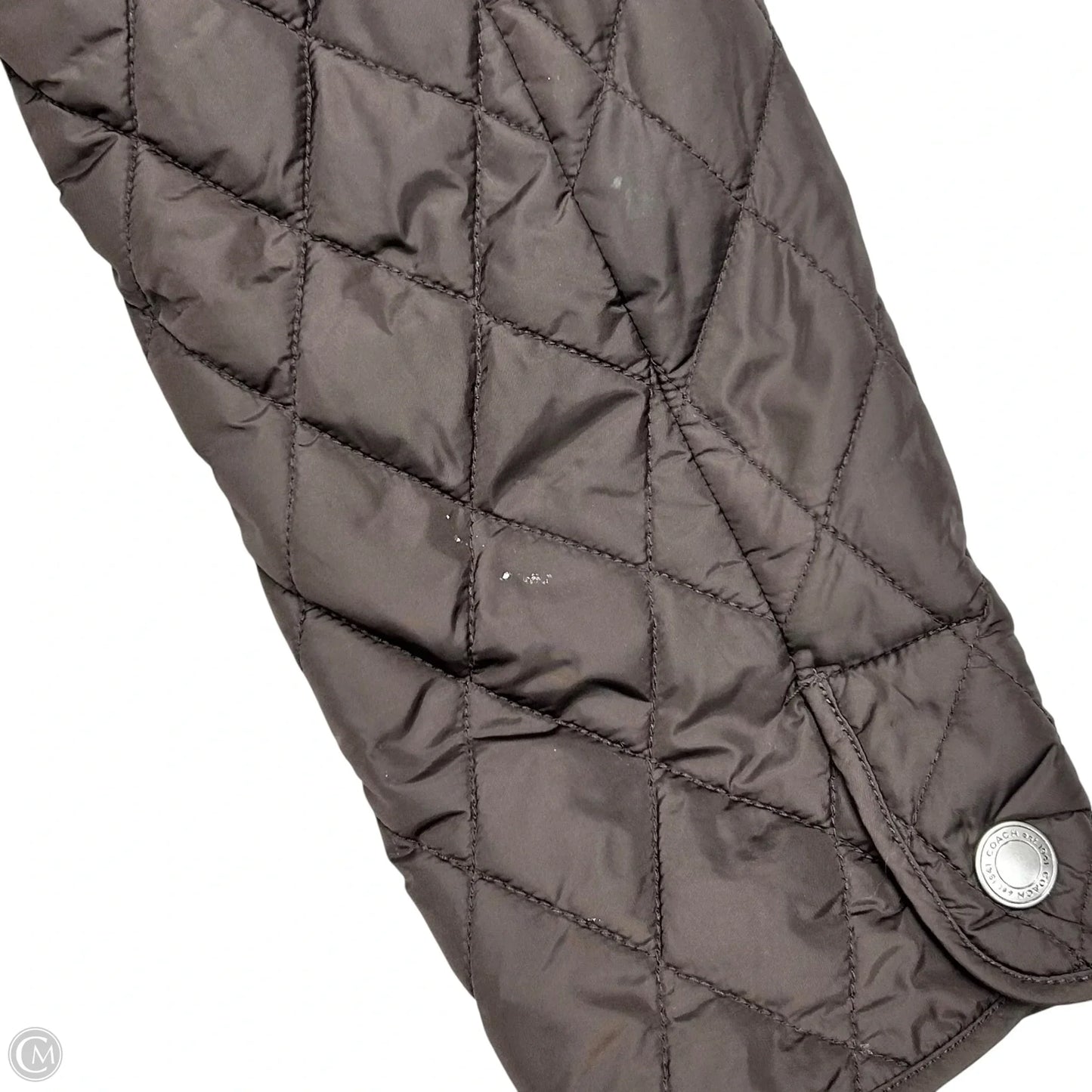 Jacket Designer By Coach In Brown, Size: M