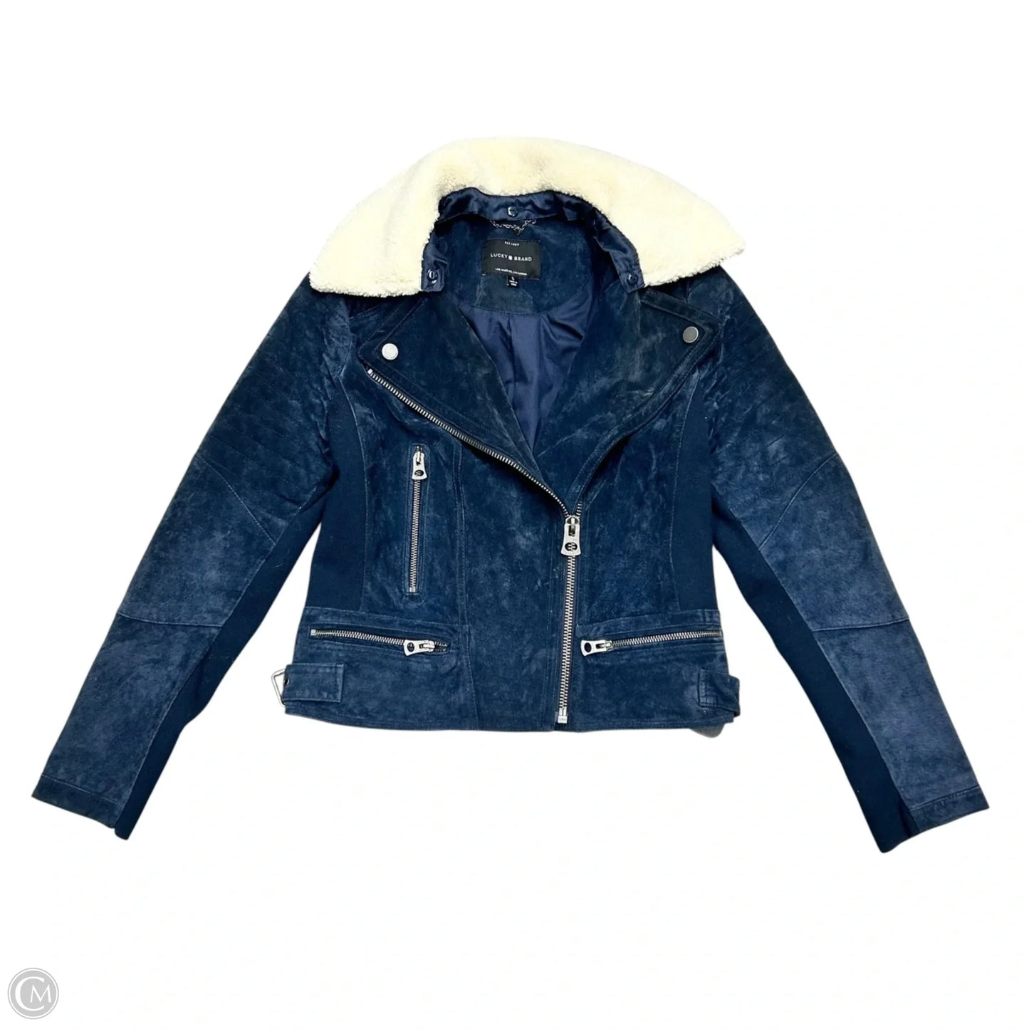 Jacket Moto By Lucky Brand In Blue, Size: S