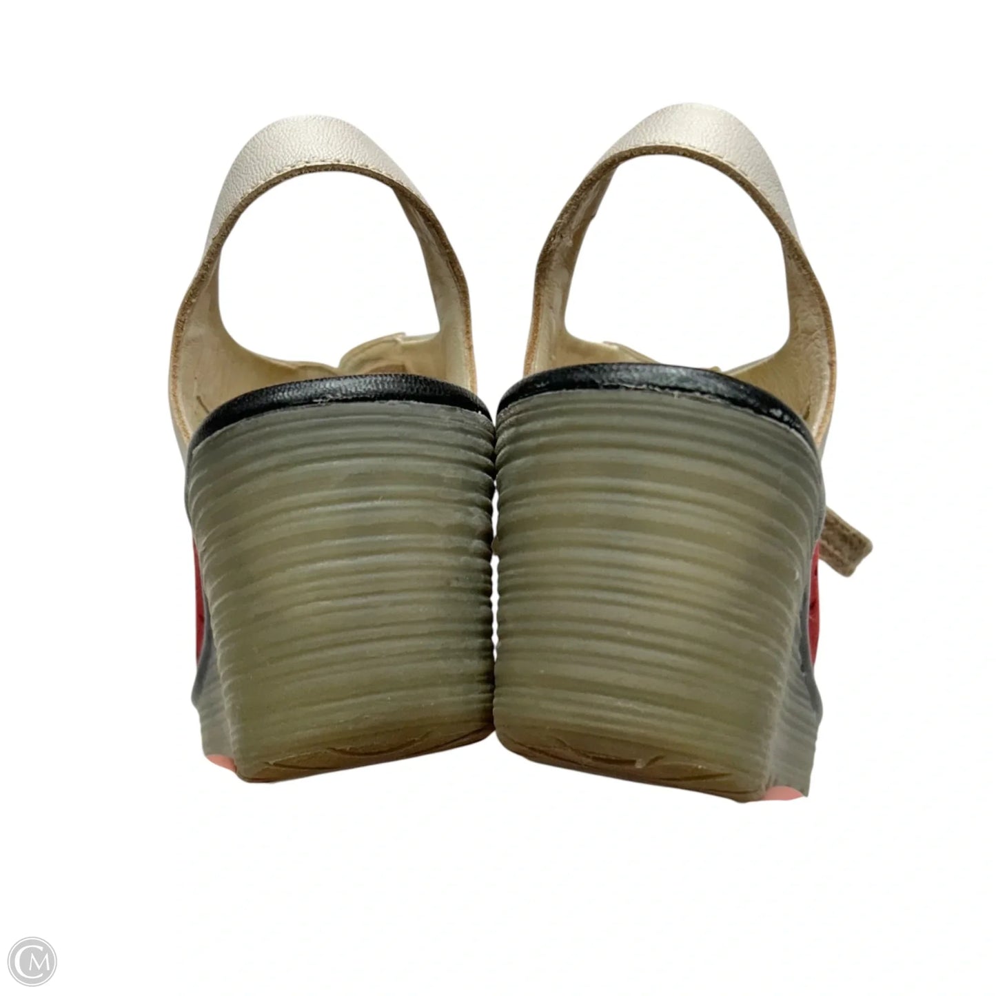 Sandals Heels Wedge By Fly London In Red & Tan, Size: 7.5