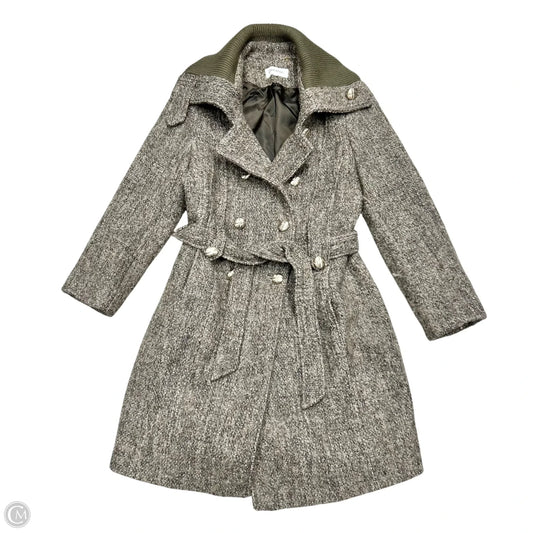 Coat Peacoat By Calvin Klein In Brown & Tan, Size: L