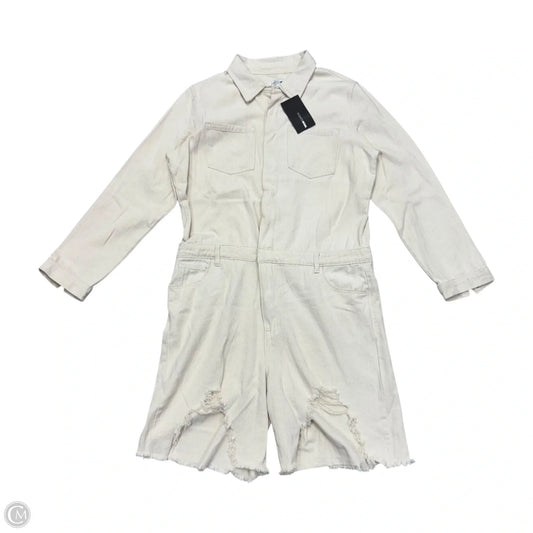 Romper By Fashion Nova In Cream Denim, Size: Xl