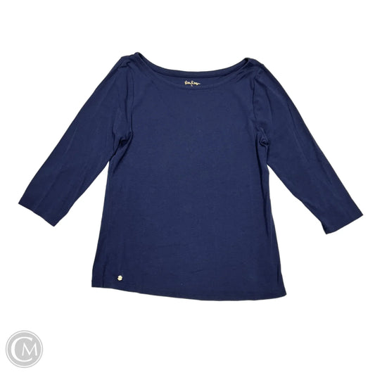 Top 3/4 Sleeve Designer By Lilly Pulitzer In Navy, Size: Xl
