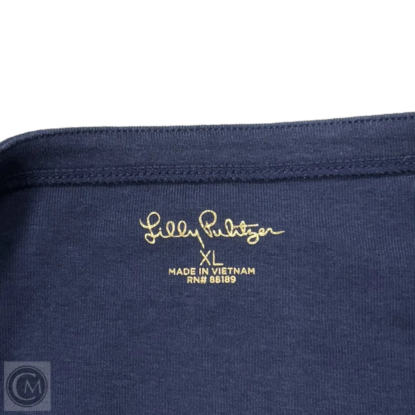 Top 3/4 Sleeve Designer By Lilly Pulitzer In Navy, Size: Xl