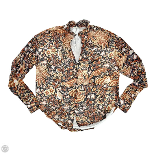 Blouse Long Sleeve By Pilcro In Blue & Orange, Size: Xs