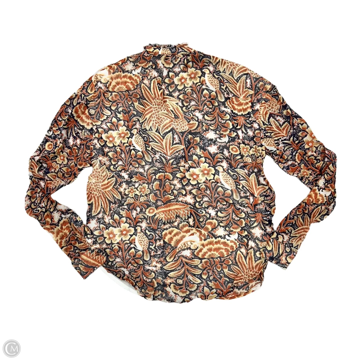 Blouse Long Sleeve By Pilcro In Blue & Orange, Size: Xs