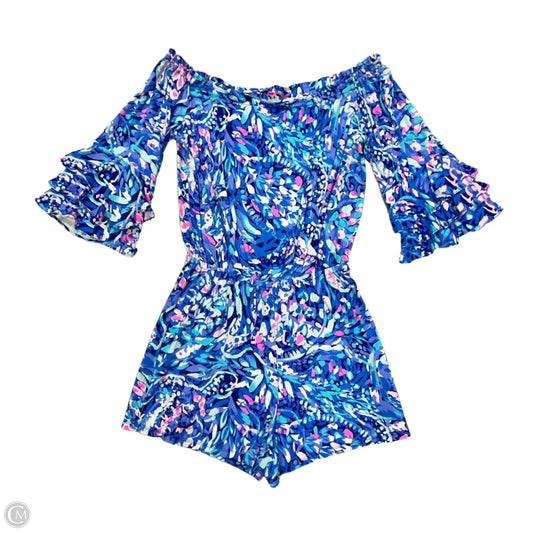 Romper Designer By Lilly Pulitzer In Blue & Pink, Size: M