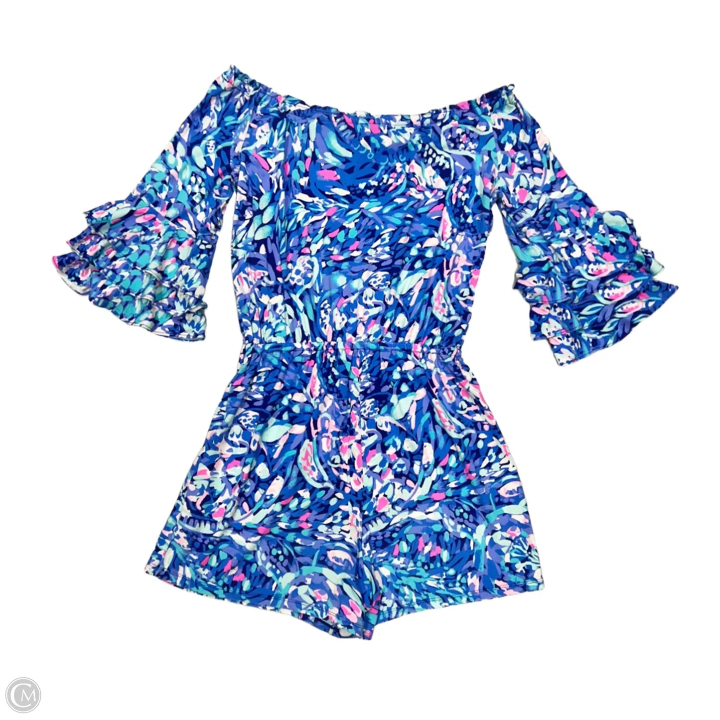 Romper Designer By Lilly Pulitzer In Blue & Pink, Size: M