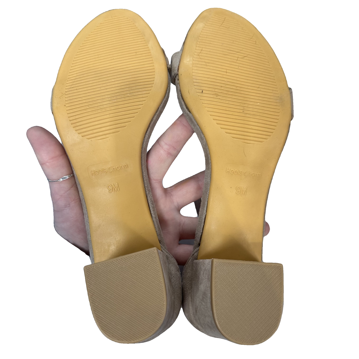 Sandals Heels Block By Heels Charm In Beige, Size: 9