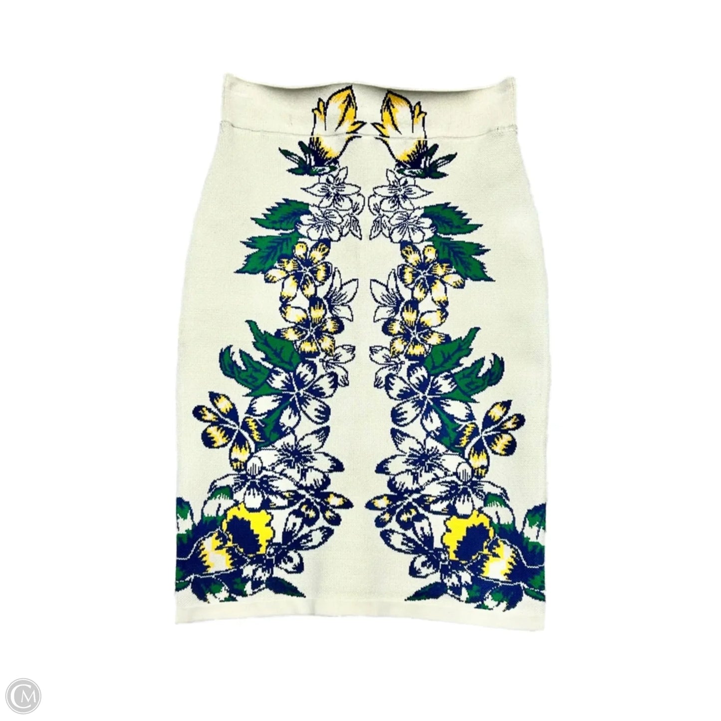 Skirt Midi By Bcbgmaxazria In Cream & Green, Size: S