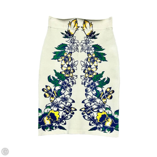 Skirt Midi By Bcbgmaxazria In Cream & Green, Size: S