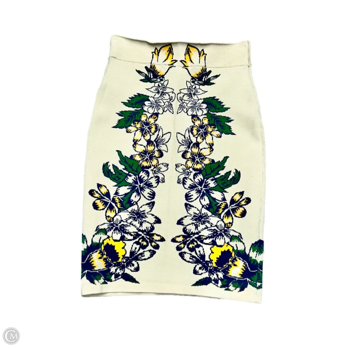 Skirt Midi By Bcbgmaxazria In Cream & Green, Size: S