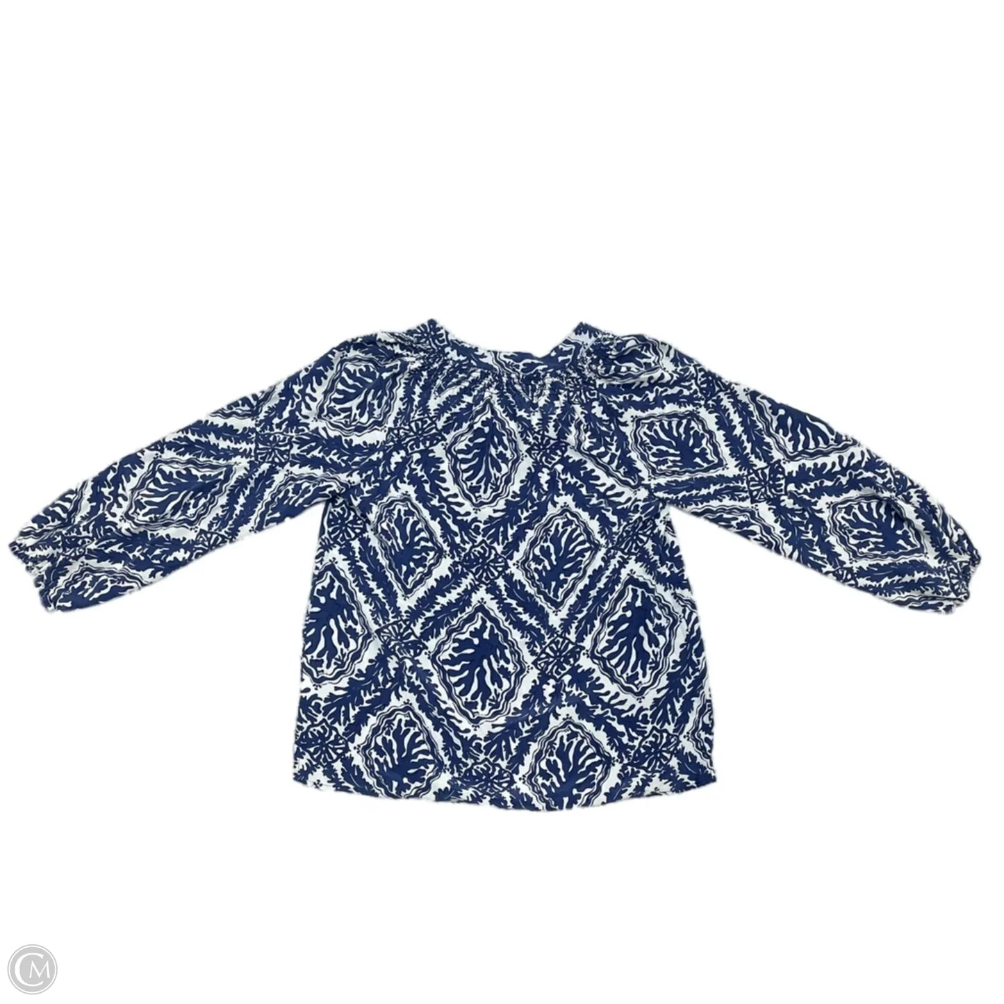 Top Long Sleeve Designer By Lilly Pulitzer In Blue & White, Size: M