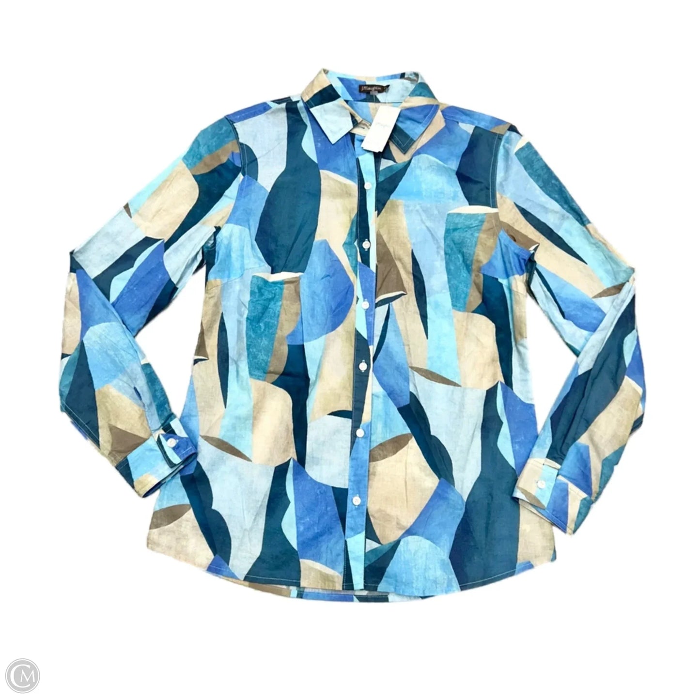 Top Long Sleeve By J Mclaughlin In Blue & Tan, Size: Xs