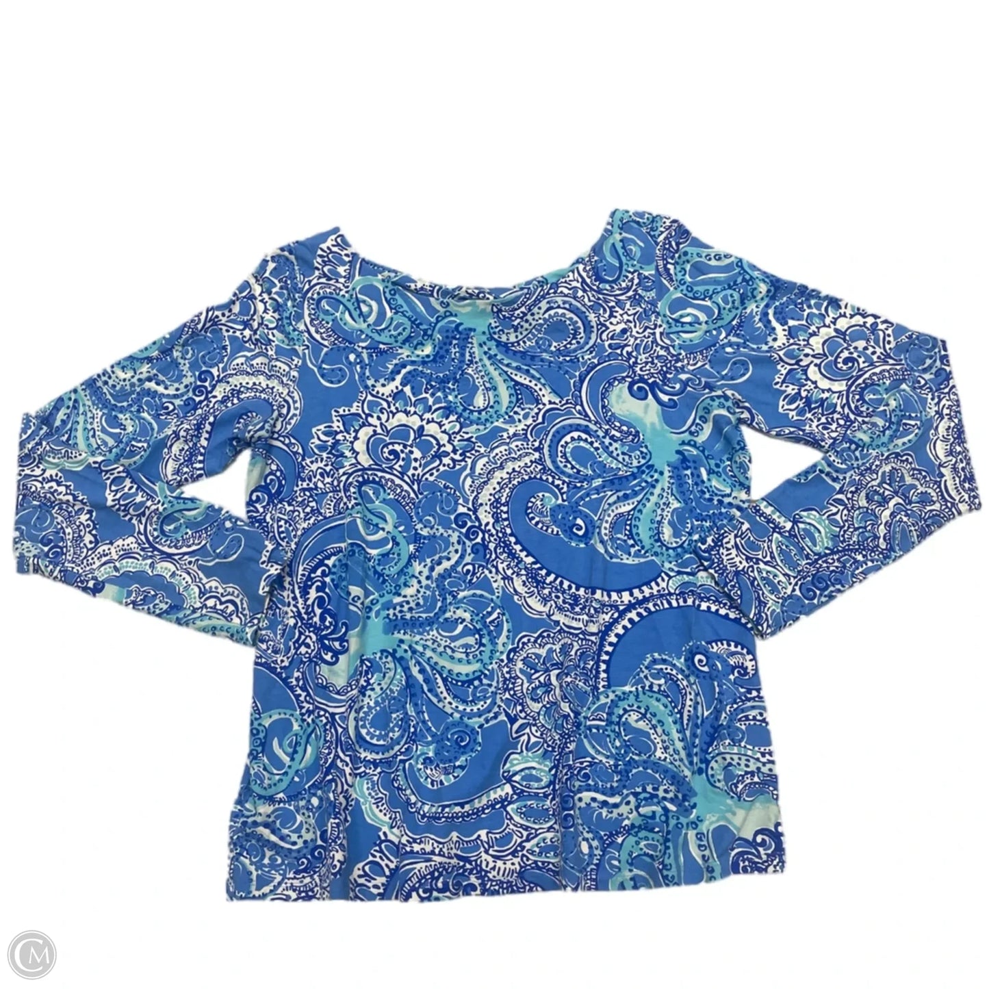 Top Long Sleeve Designer By Lilly Pulitzer In Blue & White, Size: L