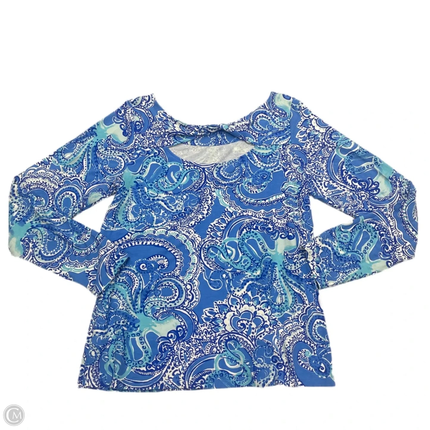 Top Long Sleeve Designer By Lilly Pulitzer In Blue & White, Size: L