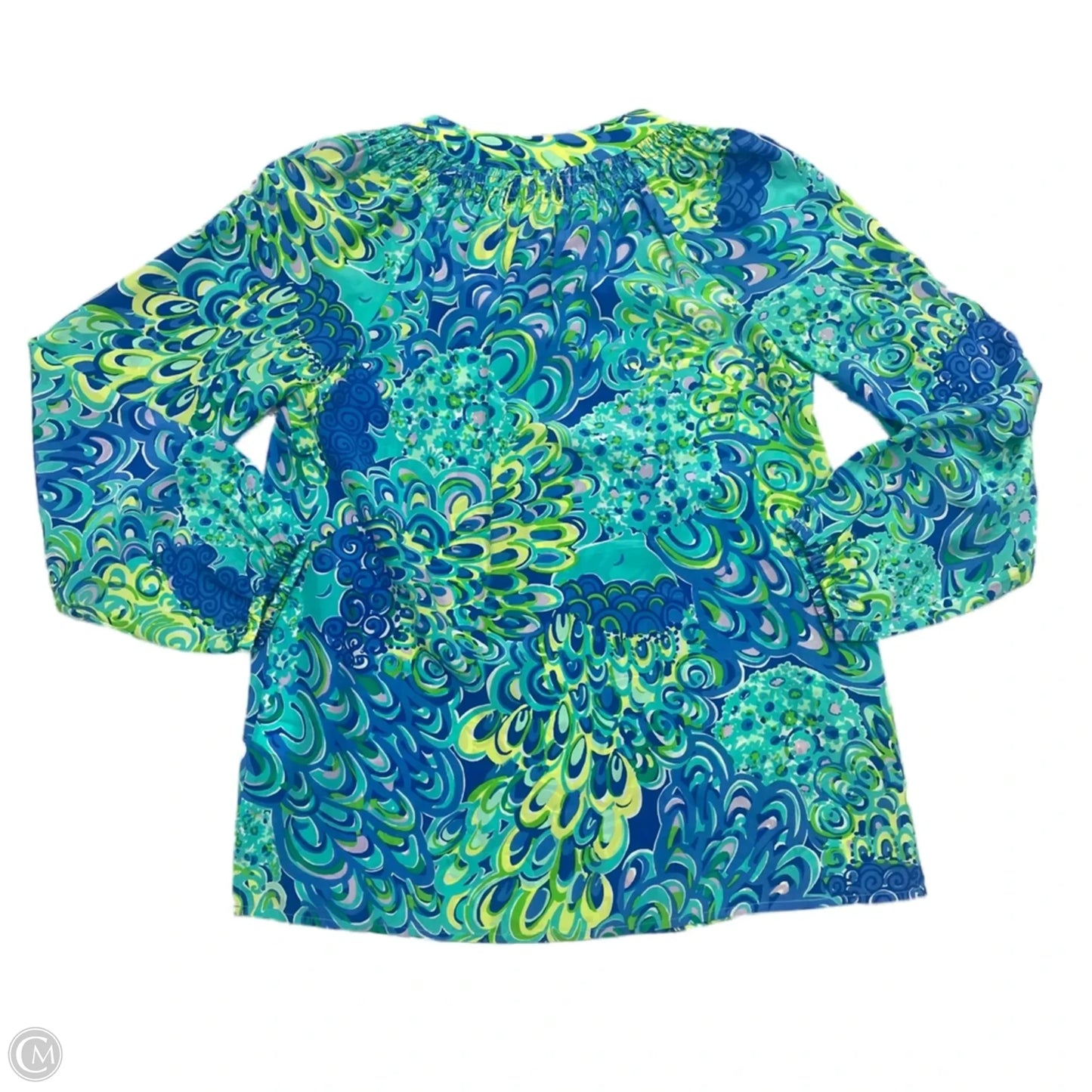 Top Long Sleeve Designer By Lilly Pulitzer In Blue & Green, Size: S