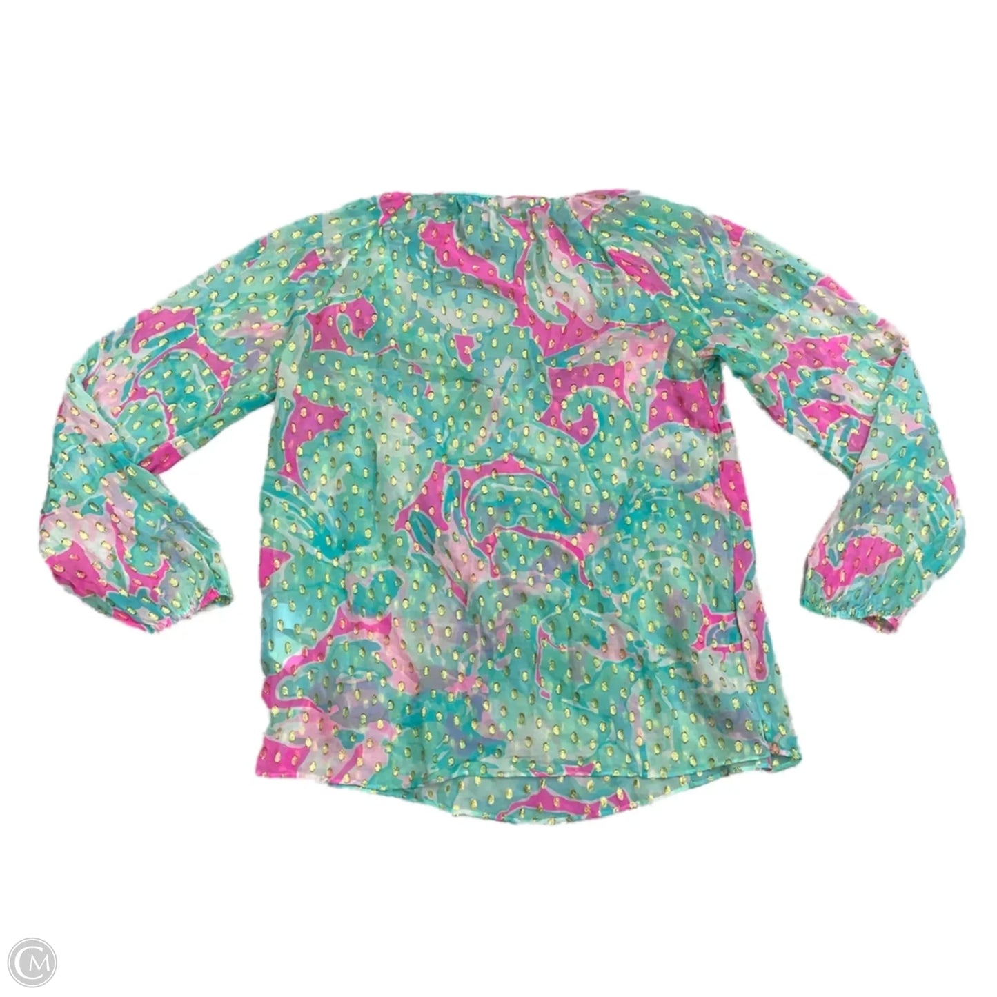 Top Long Sleeve Designer By Lilly Pulitzer In Green & Pink, Size: S
