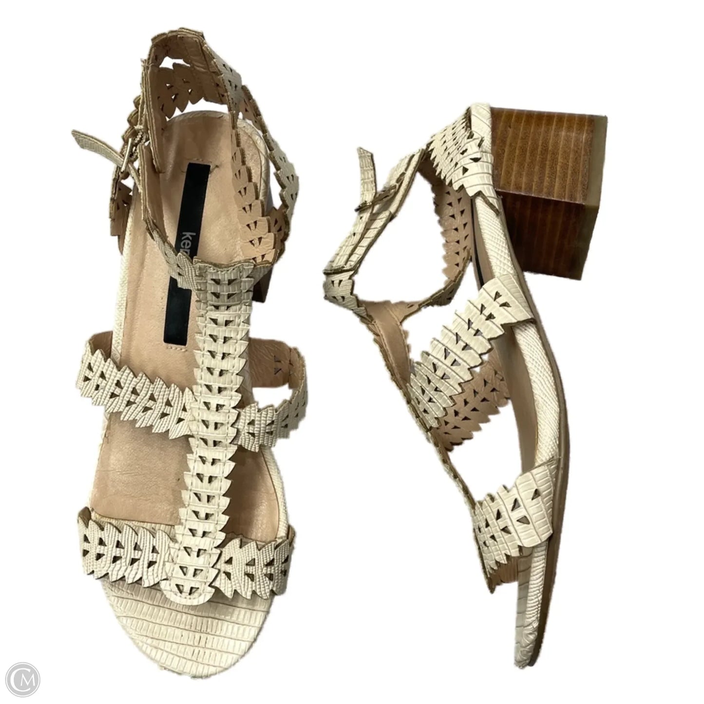 Sandals Heels Block By Kensie In Cream, Size: 7