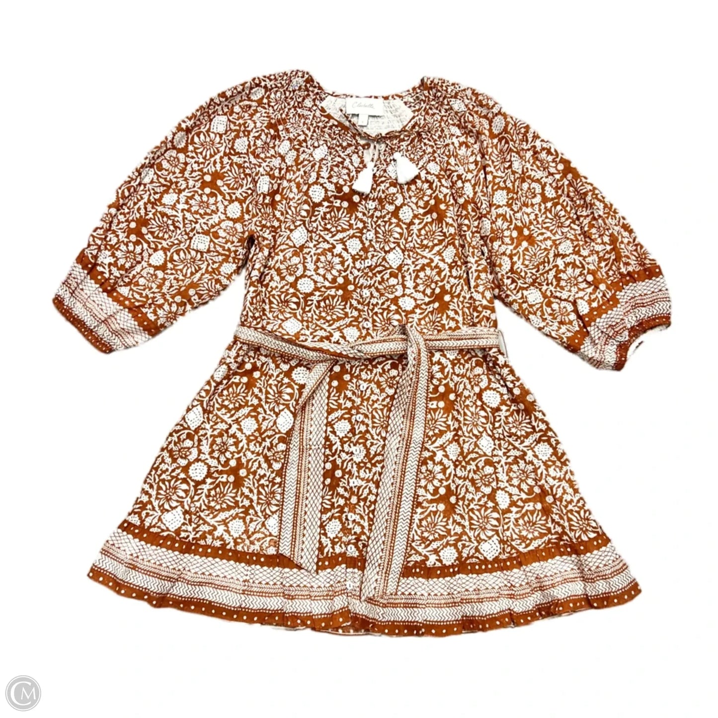 Dress Casual Short By Cleobella In Orange & White, Size: S