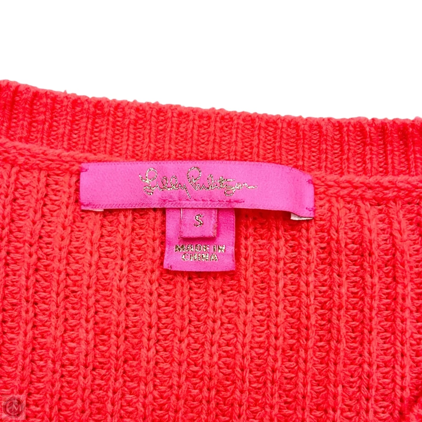 Sweater Cardigan Designer By Lilly Pulitzer In Coral, Size: S
