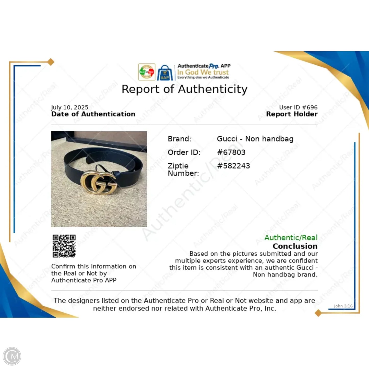 Belt Luxury Designer By Gucci, Size: M