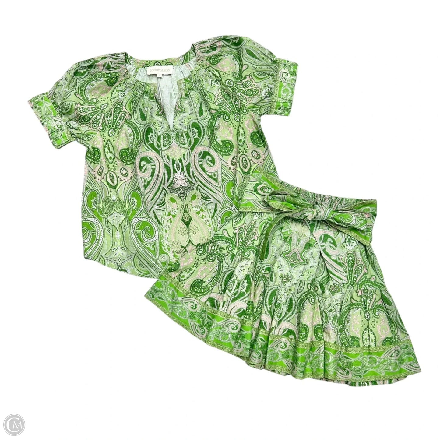 Skirt Set 2pc By Love The Label In Green & Pink, Size: Xs/S