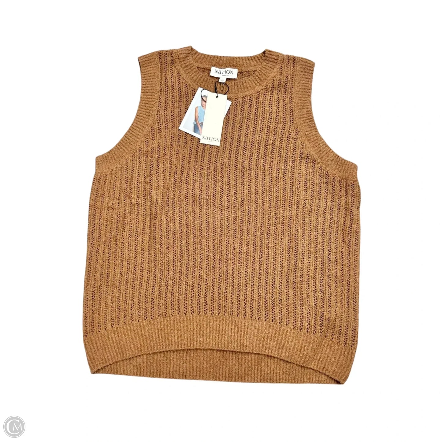 Sweater Short Sleeve By Nation In Tan, Size: M