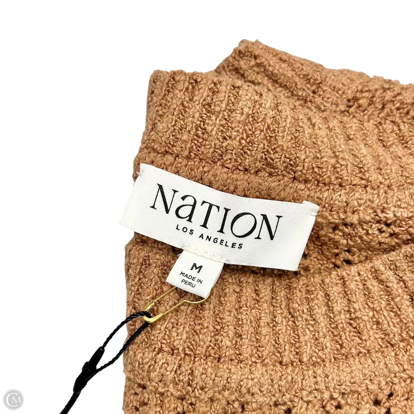 Sweater Short Sleeve By Nation In Tan, Size: M