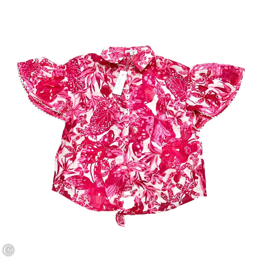 Top Short Sleeve By Poupette St Barth In Pink & White, Size: S/M