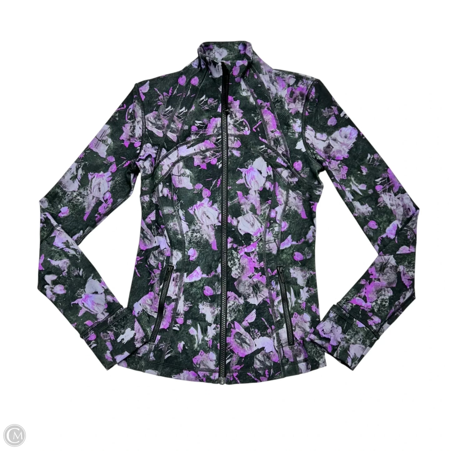 Athletic Jacket By Lululemon In Black & Purple, Size: S