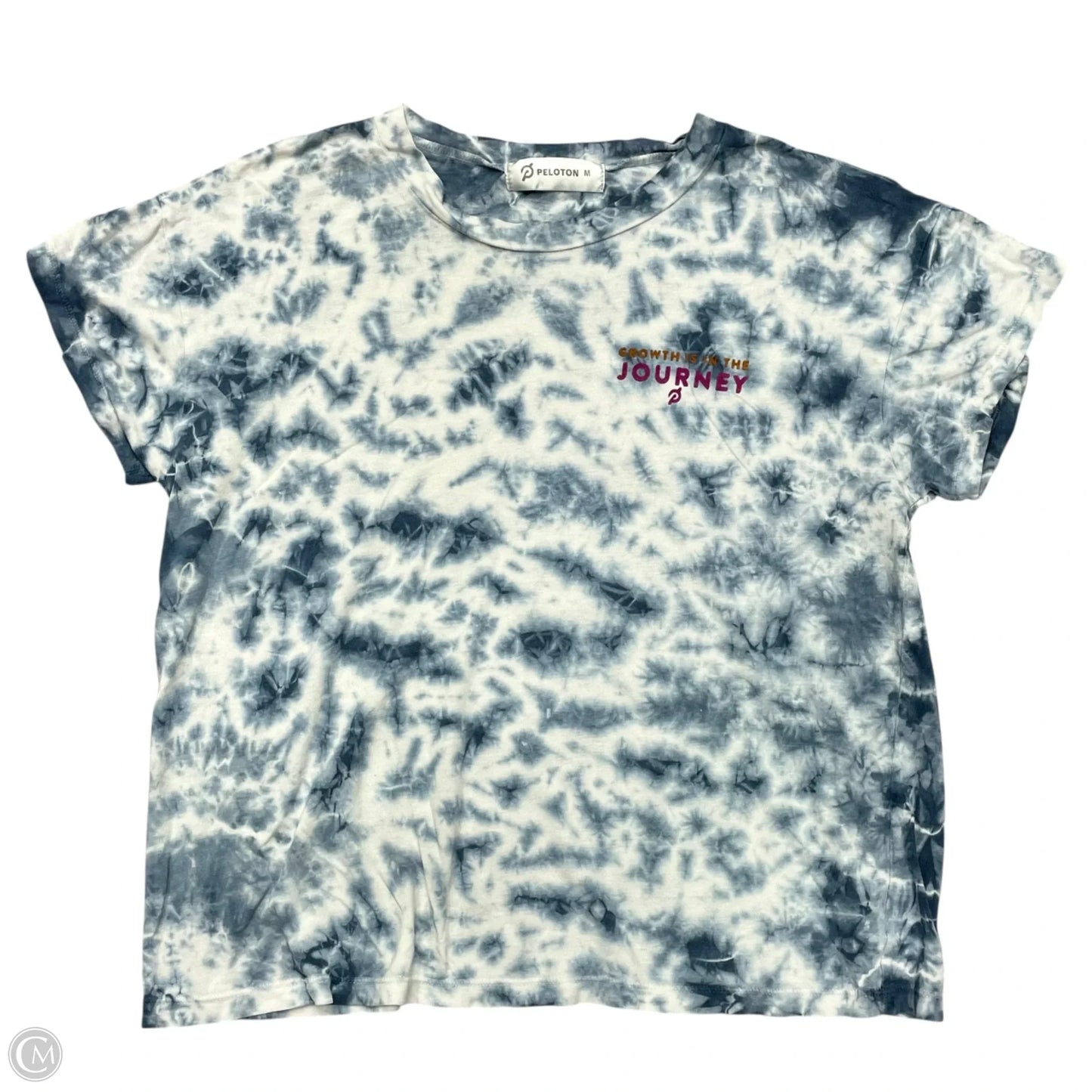 Athletic Top Short Sleeve By Peloton In Blue & White, Size: M