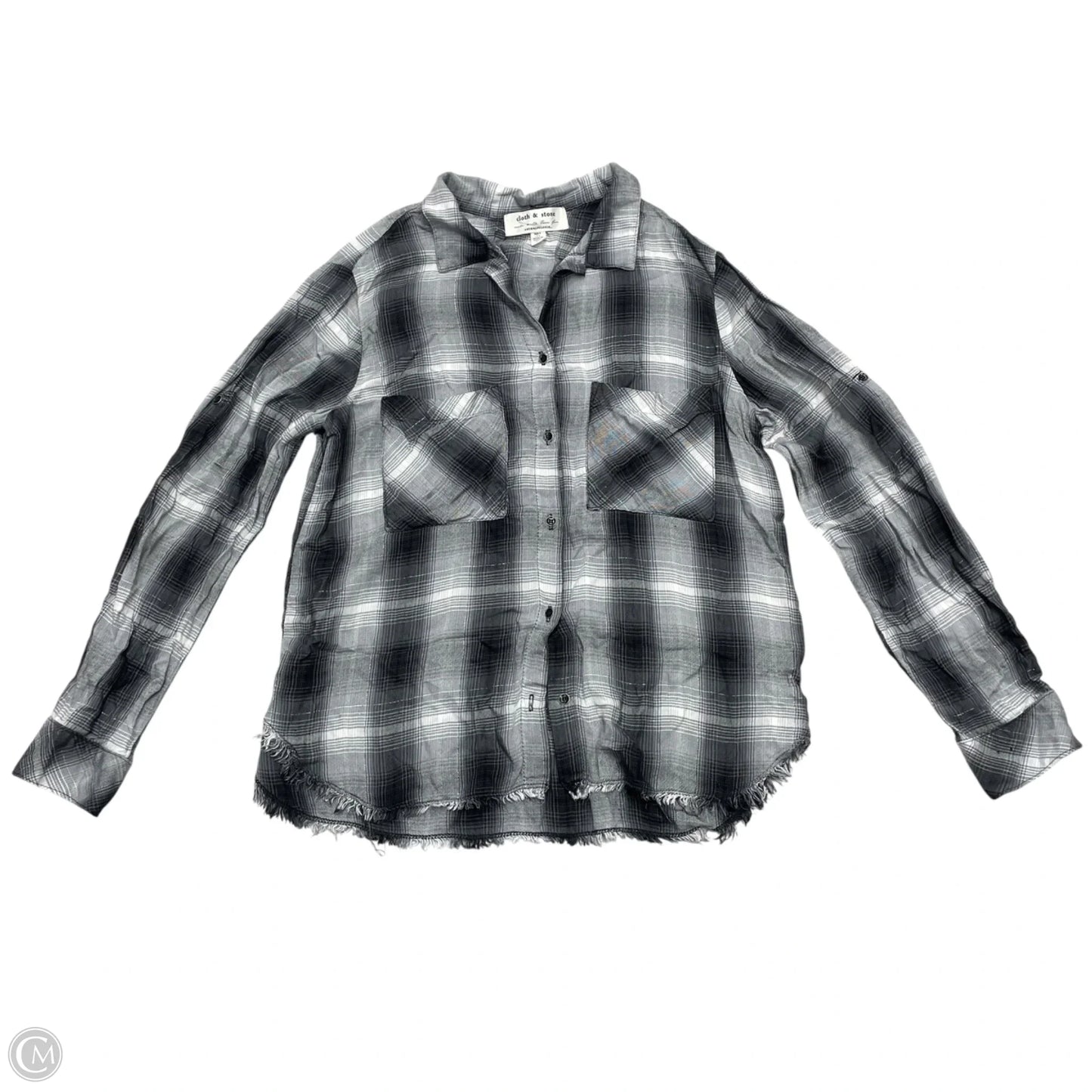 Top Long Sleeve By Cloth & Stone In Black & Grey, Size: M