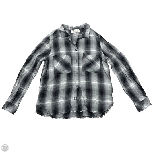 Top Long Sleeve By Cloth & Stone In Black & Grey, Size: M