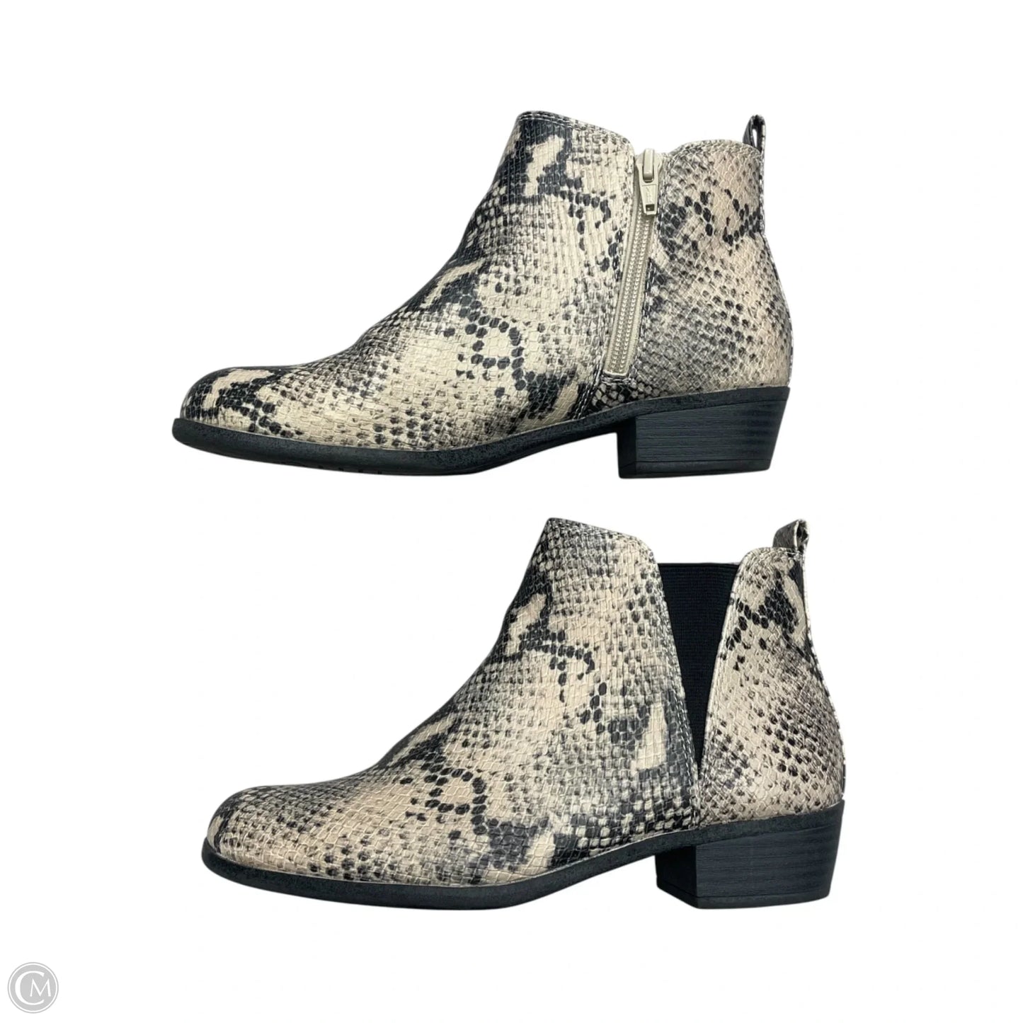 Boots Ankle Heels By So In Snakeskin Print, Size: 8