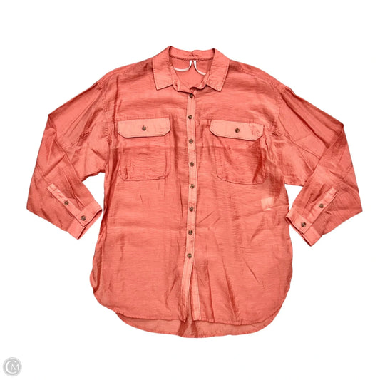 Blouse Long Sleeve By Anthropologie In Peach, Size: M