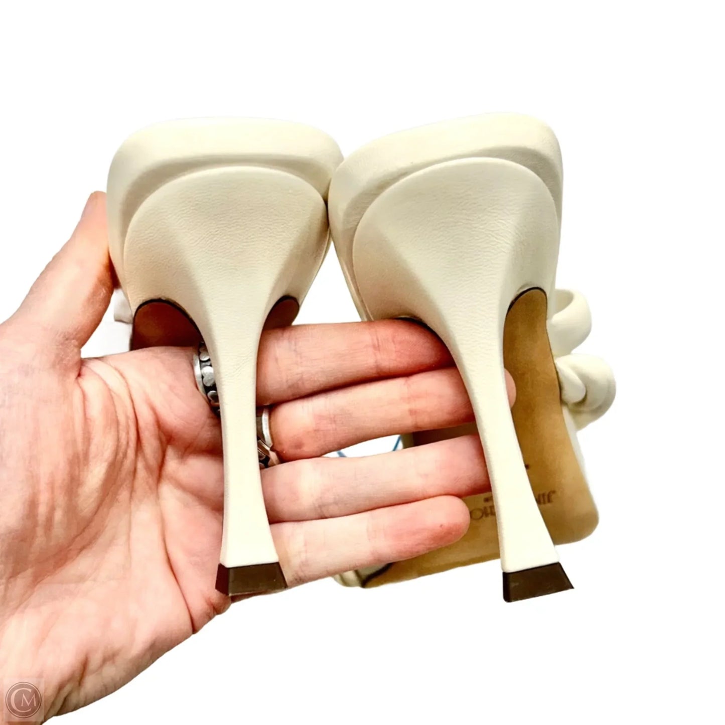 Shoes Luxury Designer By Jimmy Choo In Cream, Size: 7.5