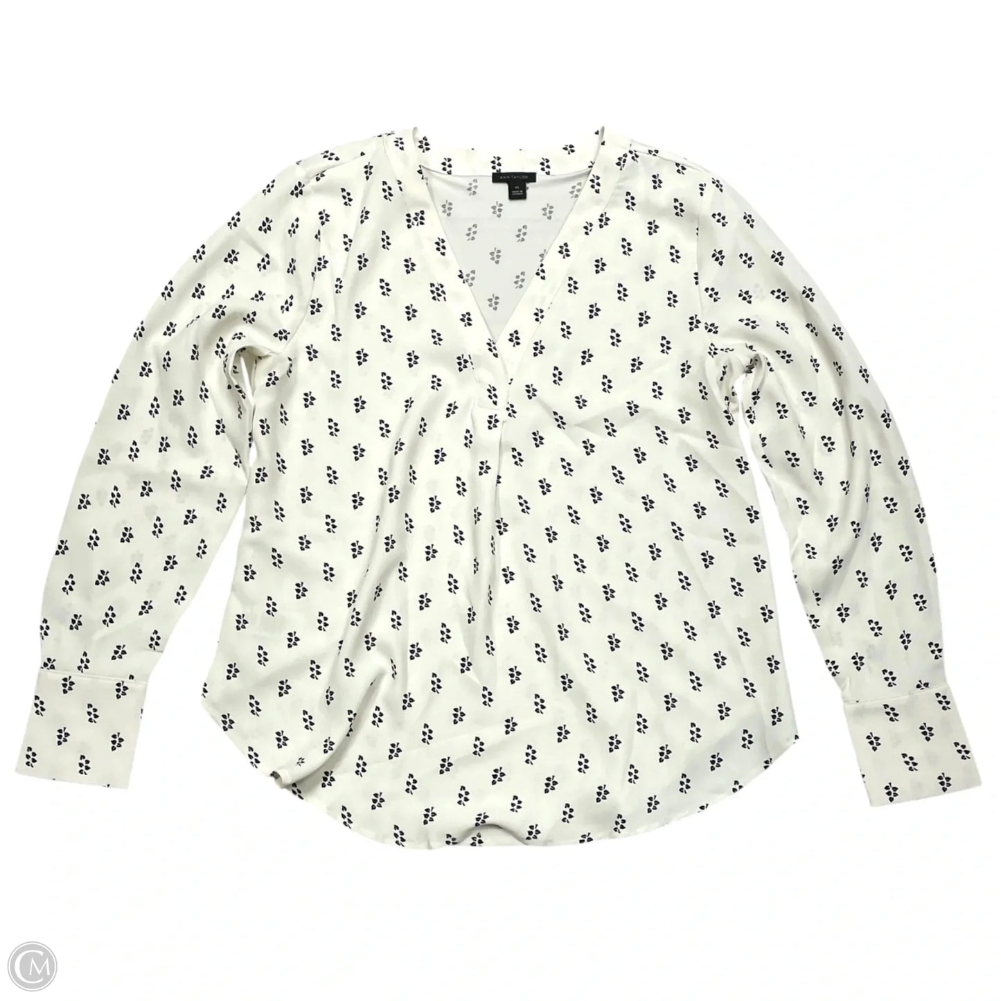 Top Long Sleeve By Ann Taylor In Black & White, Size: Xs