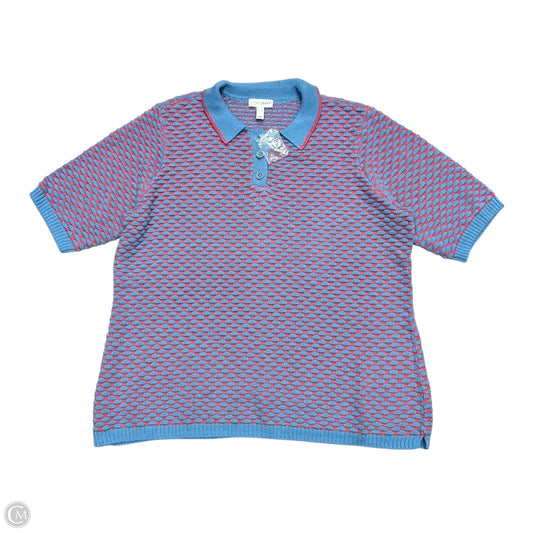 Sweater Short Sleeve By Sport Savvy In Blue & Pink, Size: Xl