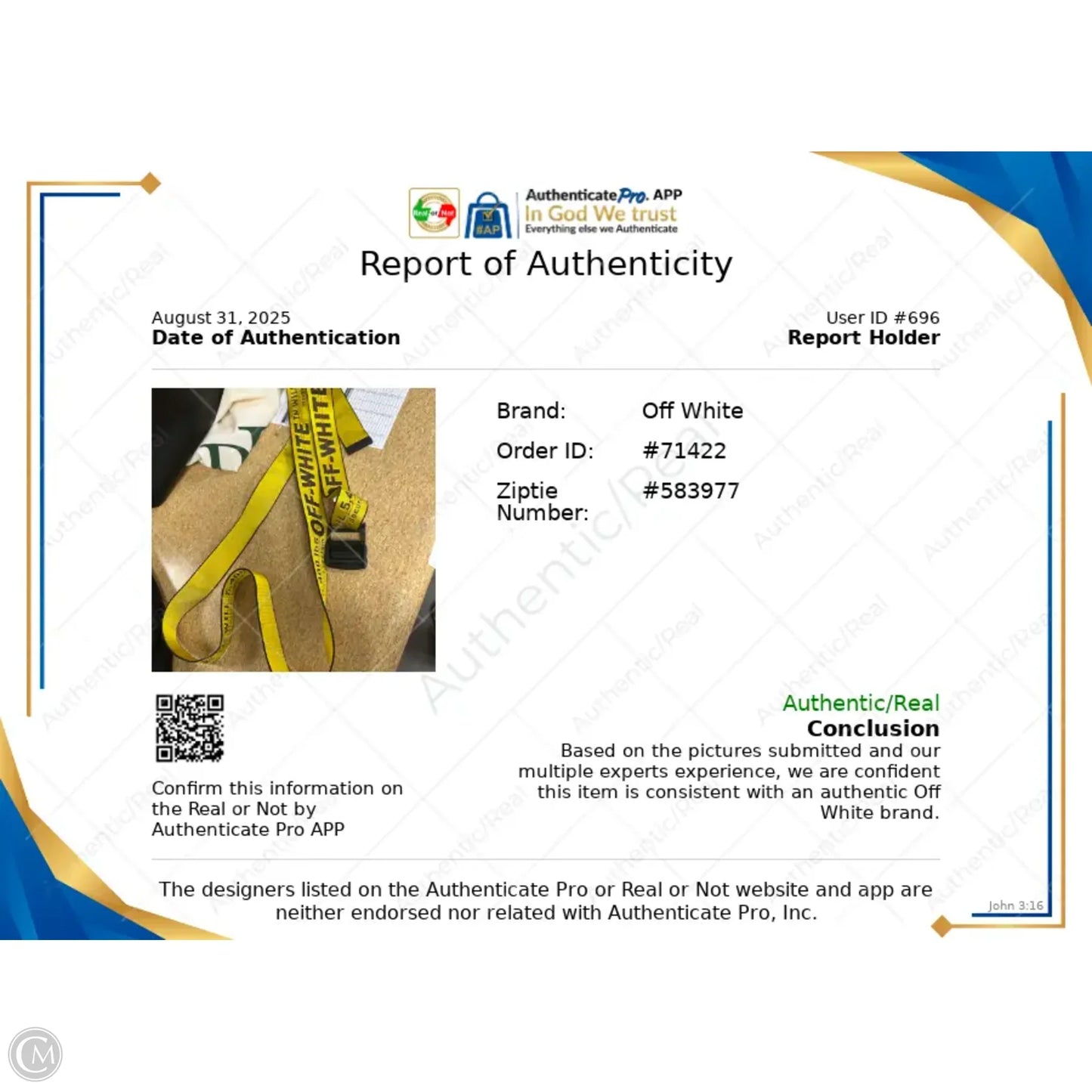 Belt Luxury Designer By Off-white