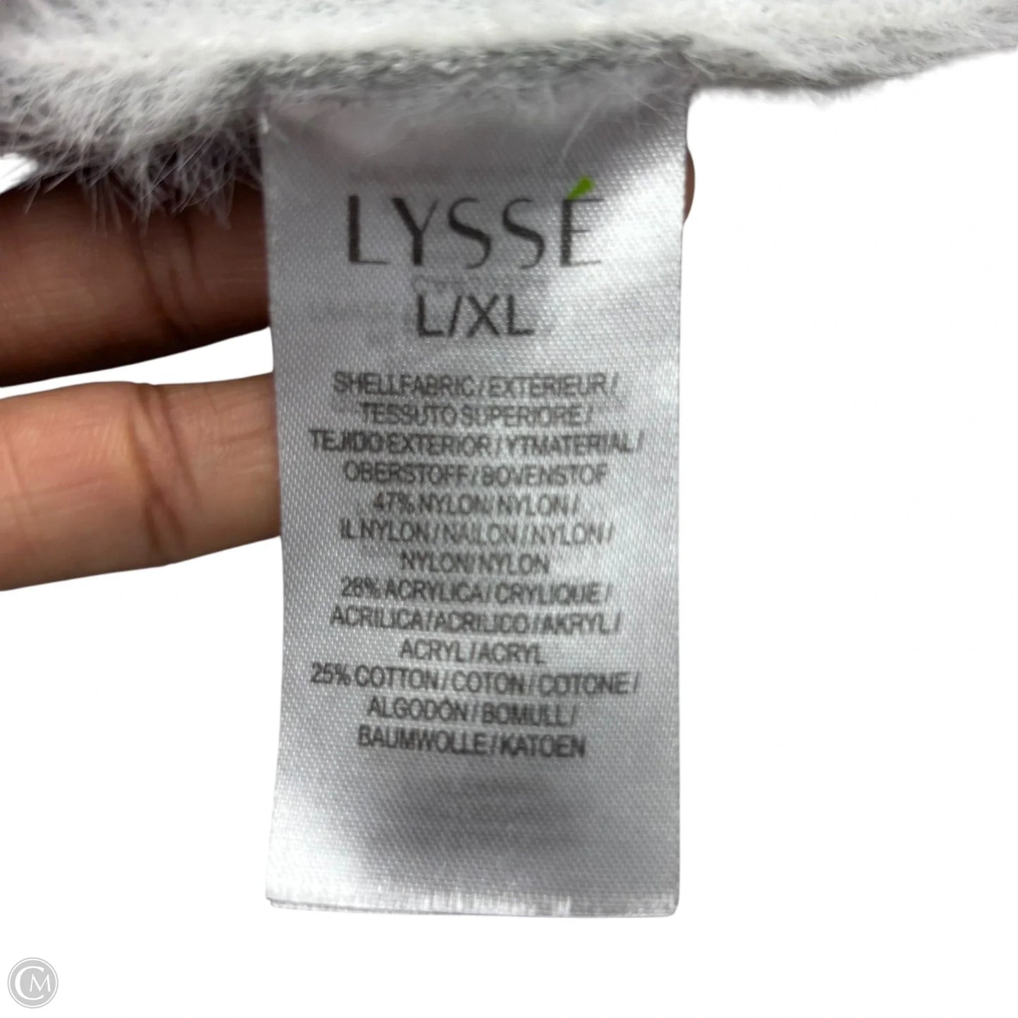 Sweater Cardigan By Lysse In Grey & White, Size: L/Xl