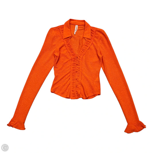 Top Long Sleeve By Anthropologie In Orange, Size: Xs