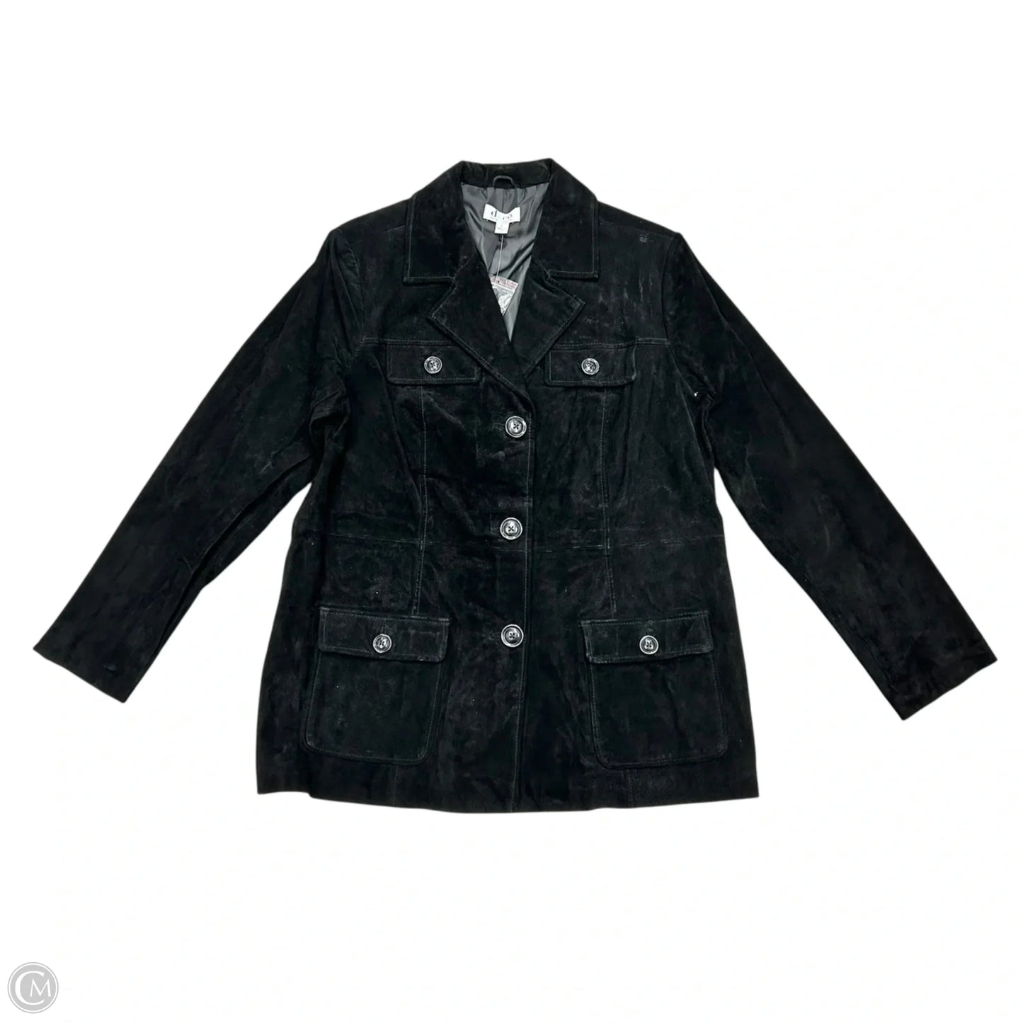 Coat Leather By Denim And Co Qvc In Black, Size: L