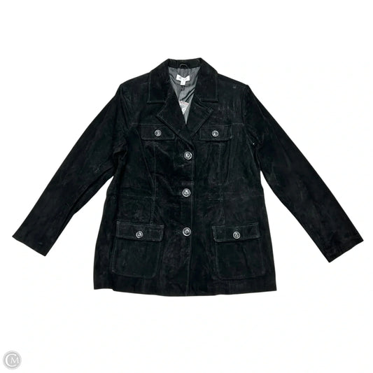 Coat Leather By Denim And Co Qvc In Black, Size: L
