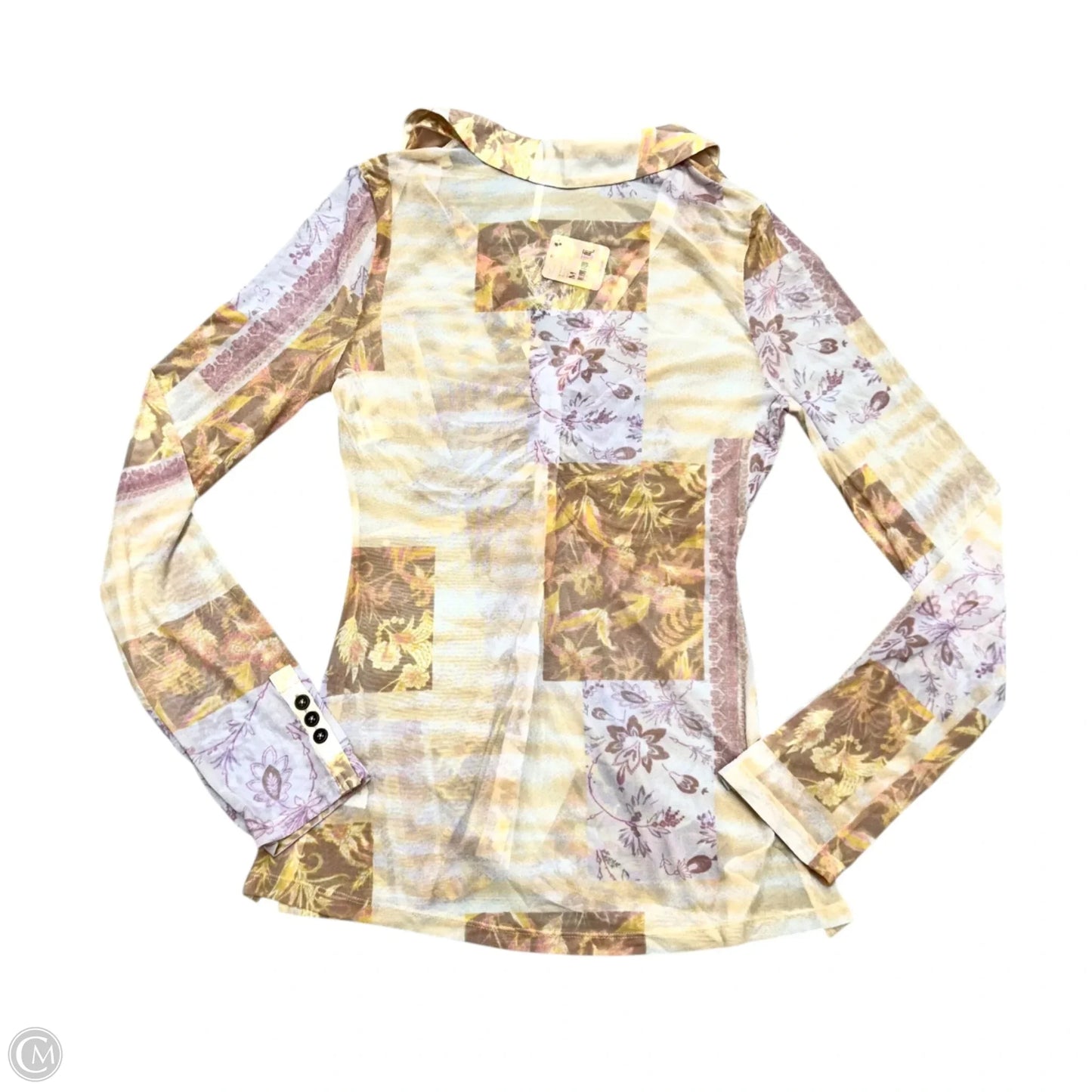 Top Long Sleeve By Free People In Pink & Yellow, Size: M