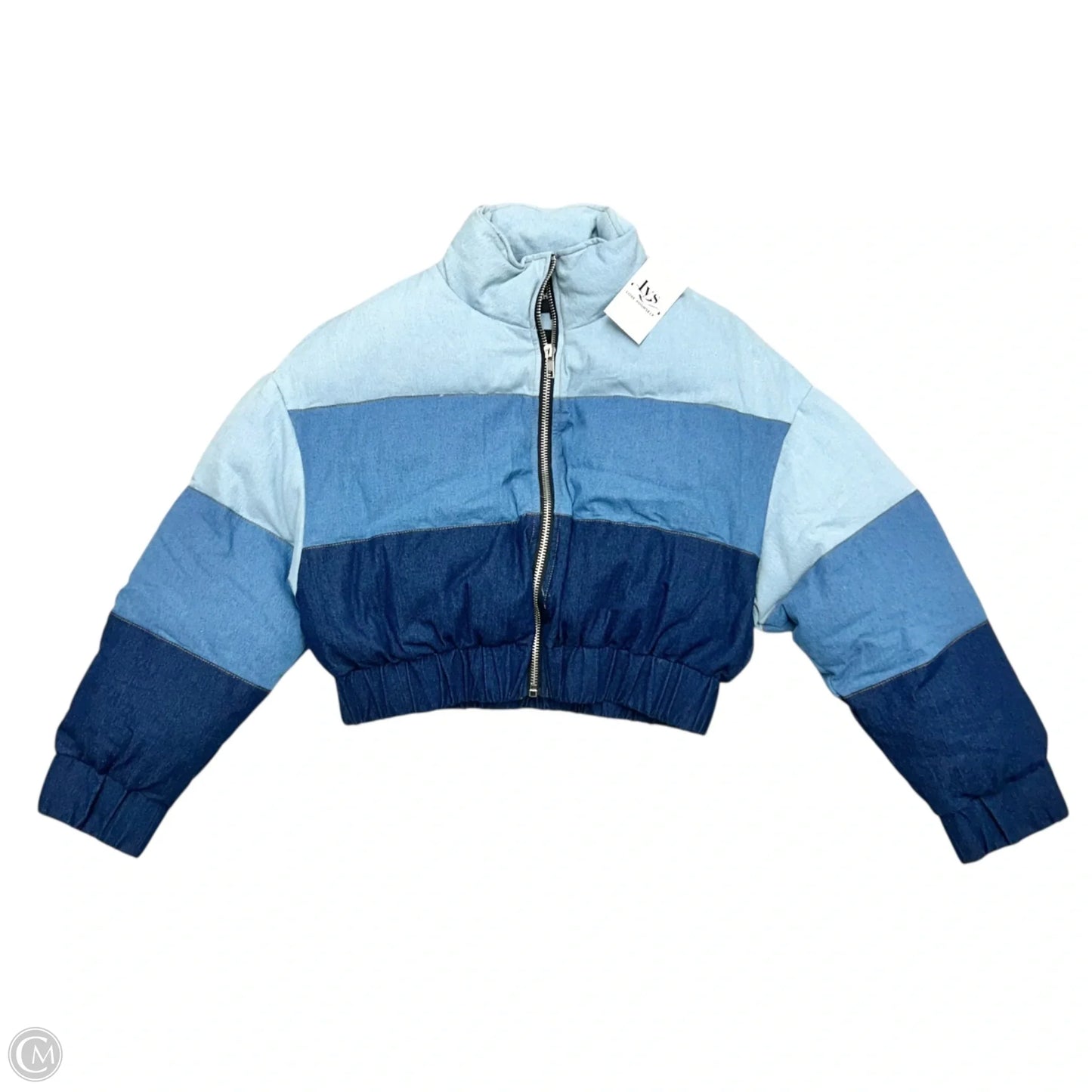 Jacket Puffer & Quilted By Rehab Lab In Blue Denim, Size: L
