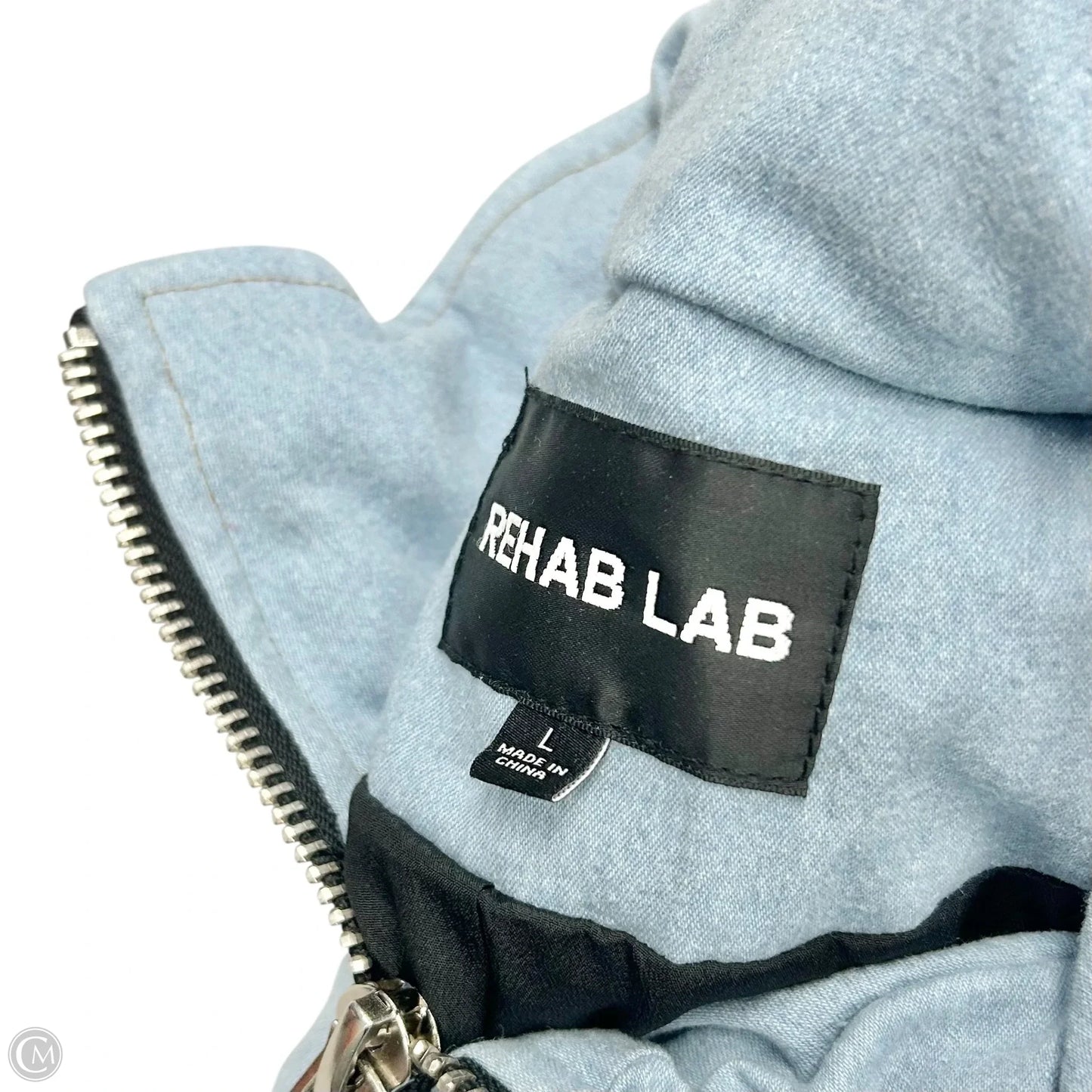 Jacket Puffer & Quilted By Rehab Lab In Blue Denim, Size: L